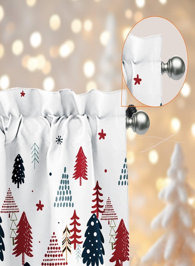 Deztibos Christmas Window Valance, 52x18 Inch Christmas Tree Snowflake Curtains Valance with Rod Pocket Winter Colorful Doorway Decoration for Kitchen Bathroom Living Room Bedroom - Image 4